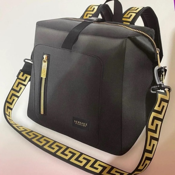 Versace Perfum Convertible Black Medium Backpack Detachable Strap - Picture 1 of 7